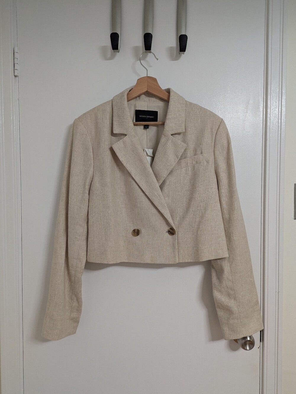 Banana Republic Cropped Linen Blazer - Light Beige